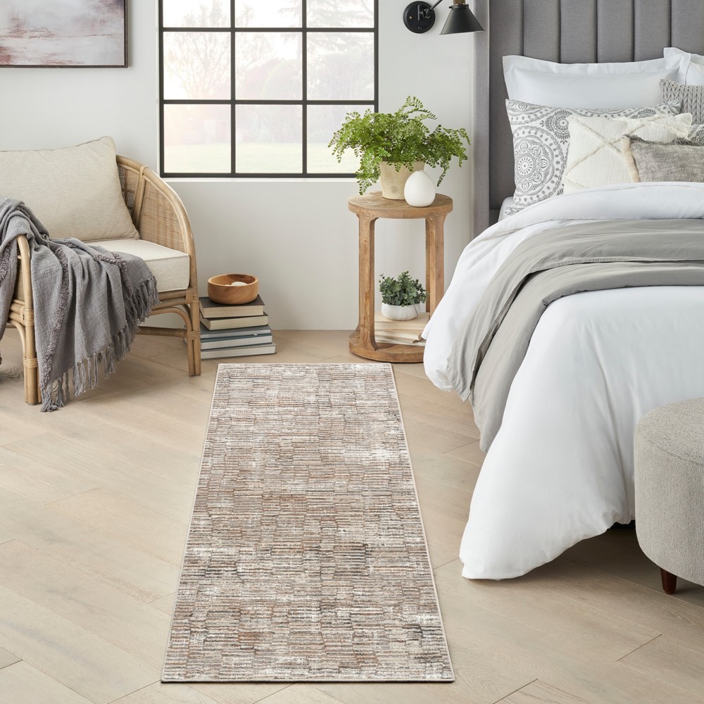 Sustainable Trend SUT06 Abstract Runner Rugs by Nourison in Ivory Mocha